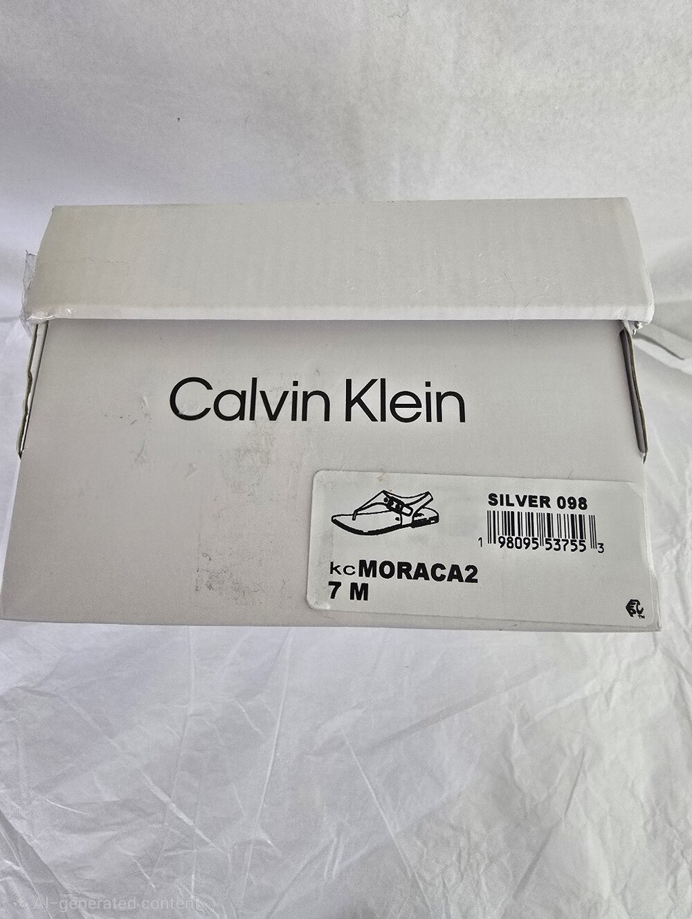 Calvin Klein Moraca2 Silver Metallic Flat Thong Sandals Size 7M New In Box NWT - Picture 8 of 8